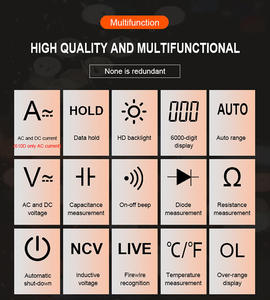 ויקטור 610E AC/DC 1000V 1000A דיגיטלי קלאמפ מודד True RMS VFD מודד NCV לחיות תאורה אחורית פונקציה 6000 ספירת תצוגה - Product Image 6