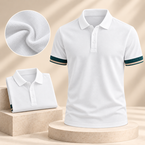 Camiseta Polo para Hombre, Algodón Premium, Puños a Rayas, Estilo Minimalista, Informal, con Logotipo Personalizado, Fabricante de Ropa OEM - Product Image 2