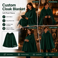 Poncho châle en polaire douce personnalisé avec logo, à manches, chaud et confortable pour adulte