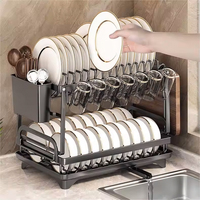 Support de rangement de cuisine professionnel Double niveaux pliant plat séchage égouttoir pour vaisselle bols tasses séchoir supports de stockage
