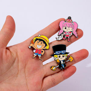Insignes en métal d'anime de dessin animé de style japonais-Monkey D. Luffy, Ace-Broche en porcelaine émaillée d'une seule pièce, épingle de poitrine, accessoire - Product Image 4