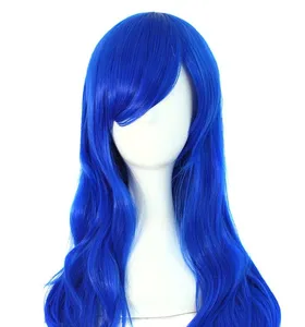 32" 80cm Long Curly Hair Ends Costume Cosplay Wig (Navy Blue)