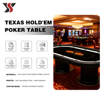 Mesa de Póker Texas YS OEM Personalizada con Pedestal de Cañón, Riel de Cuero Negro, Tachuelas Plateadas y Portavasos para Casino