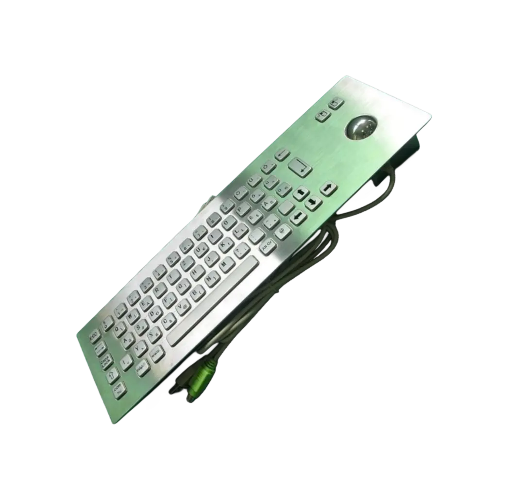 Tastiera in alluminio personalizzata con trackball mouse con 66 pulsanti Mini Bluetooth wireless per computer da ufficio stampo in pressofusione