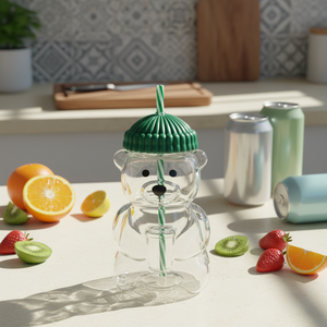 Copo de Chá de Vidro Borossilicato de Alta Qualidade, Novo Estilo, Caneca de Café com Tampa de Design de Urso Fofo, Capacidade de 600ml, da Fábrica com 41 Anos de Experiência - Product Image 3
