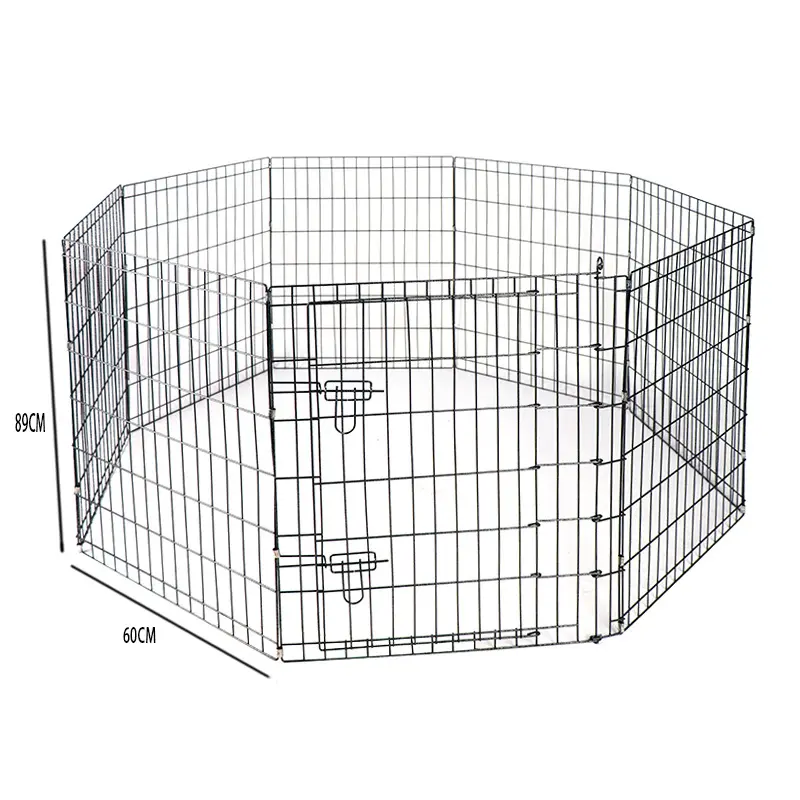 Multifunctional foldable metal pet fence playpen black tall dog crate fence pet kennel play