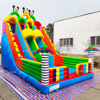 Grand toboggan gonflable commercial extérieur en PVC à double piste, château gonflable, aire de jeux pour enfants, toboggan gonflable géant à sec