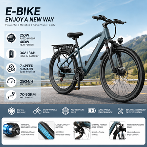 Vélo électrique de ville 26 pouces pour adultes, cadre en acier au carbone, batterie au lithium amovible 15 Ah, autonomie de 65 km, pour adultes et femmes - Product Image 2