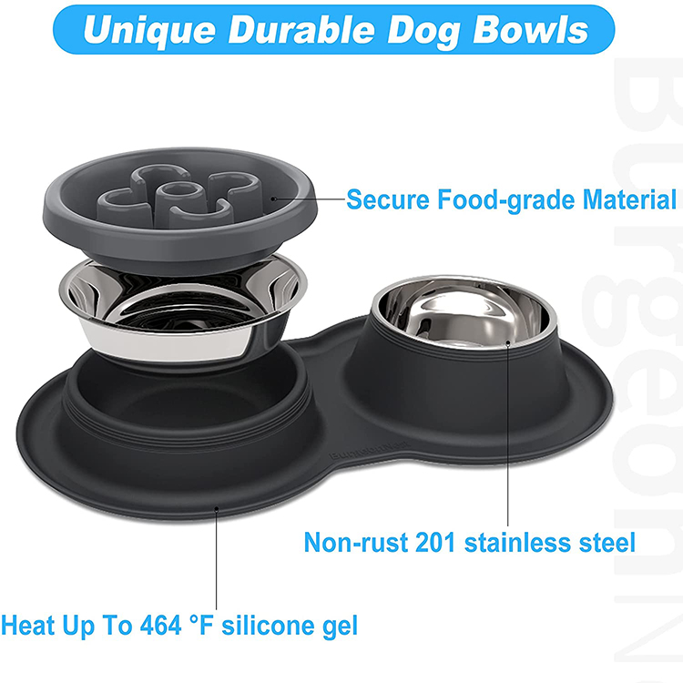 hot selling double water food silicone collapsible dog bowl slow feeder dog bowl dog bowl