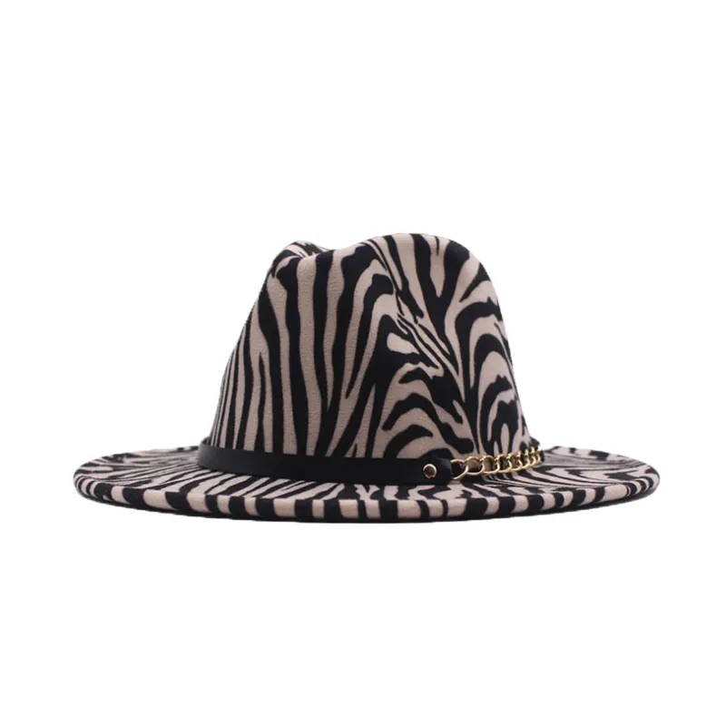 Sombrero de jazz con estampado de cebra y Animal para hombre y mujer, sombrero de lana con estampado de cebra, para amantes de la moda, 2021