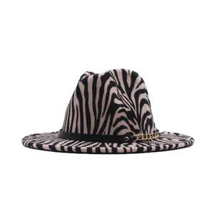 Chapéu exterior e fronteira grande unissex, chapéu de jazz com aba grande, estampa de zebra, animal, amantes da moda, chapéu de lã, novo, 2021