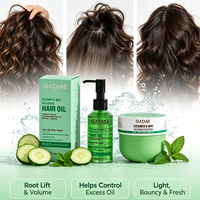 Masque capillaire volumisant et huile capillaire à la menthe et au concombre – Rafraîchissant, stimule le volume du cuir chevelu pour cheveux fins et lisses – Marque privée OEM ODM