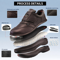 Chaussures de sécurité AOXIANG en cuir imperméable à coupe basse avec embout en acier anti-écrasement, antidérapantes et antistatiques pour la semelle intermédiaire
