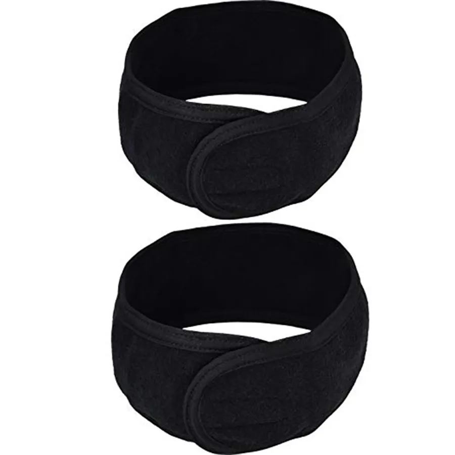 C89 Good Elasticity Black Headband for Makeup Wash Face Stretchable Wear Soft Terry Cloth Black Headband