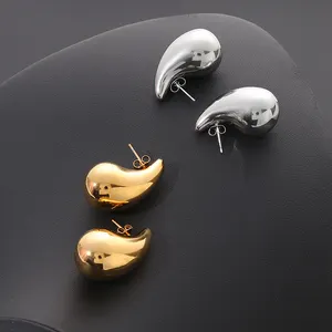 18k Gold Plated Trendy Fashion Jewelry Teardrop Stainless Steel Earrings Fine Women Stud Earring Tear Water Drop Earrings