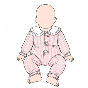 Body de Manga Larga con Botones Florales |   Mono de <span class=keywords><strong>Moda</strong></span> para Bebé Niña 2025, Suave y Cómodo, con Volantes Rosas y Cuello Peter Pan - Product Image 3