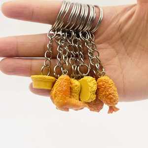 Llavero de resina con diseño de pierna de pollo frito de dibujos animados, mini juguete de comida, colgante para bolso, accesorios DIY, regalo para eventos - Product Image 2