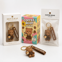 Llavero Personalizado con Logo de Oso Lindo para Té con Leche y Café, Accesorios y Souvenir, Precio Directo de Fábrica