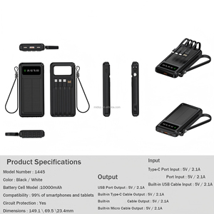 Batterie Externe Solaire en Gros d'Usine 20000mAh 30000mAh 50000mAh avec Câbles Intégrés Chargeur Portable Multi-Ports Lampe de <span class=keywords><strong>Camping</strong></span> - Product Image 4