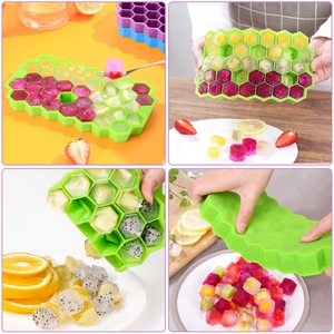 Moule à glaçons en silicone antiadhésif sans BPA, 37 cavités, forme hexagonale, moule à glaçons nid d'abeille, forme en silicone - Product Image 6