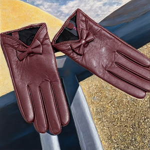Guantes de Piel de Oveja Rojos con Lazo, Estilo Clásico para Mujer, Pantalla Táctil, para las Cuatro Estaciones, Uso Diario, Fiestas, Deportes y Actividades al Aire Libre, Venta al Por Mayor 2024 - Product Image 2
