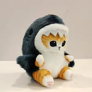 Requin chat en peluche mignon crevettes frites chat en peluche peluche poupée en peluche requin chaton oreiller pour enfants noël anniversaire