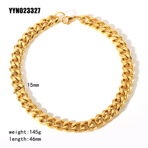 Collar de clavícula de acero inoxidable chapado en oro de 18 quilates que no se deslustra, Gargantilla de cadena cubana gruesa <span class=keywords><strong>Punk</strong></span> minimalista para mujer - Product Image 6