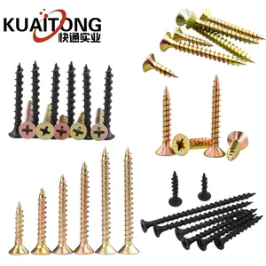 Supplier Direct Din7505 Yellow Zinc Plated Metal Tapping Screw 40mm 3.5x50 Chipboard Screw Wood Countersunk Screw 4x28mm