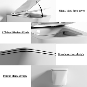 Wc salle de bain européenne cuvette murale en céramique noir mat gris toilette suspendue sans monture avec miroir intelligent <span class=keywords><strong>lavabo</strong></span> évier - Product Image 2