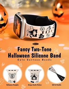 Correa de Reloj de Silicona con Diseño de Calabaza para <span class=keywords><strong>Apple</strong></span> Watch Serie 10, Correa de Goma con Grabado de Halloween, 42mm 46mm - Product Image 3