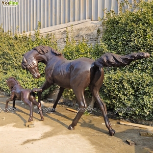 Estatua de Caballo de Bronce, Escultura de Cría y Potro a Tamaño Real, Caballos Galopantes de Bronce Fundido, Decoración de Jardín para Exteriores, Arte Hecho a Mano - Product Image 5