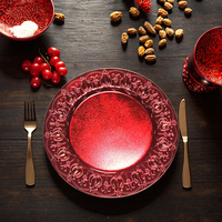 Assiettes de présentation en plastique réutilisables de luxe de style européen, bordure dorée, durables, 13 pouces, design moderne, pour mariages, fêtes à domicile et hôtels