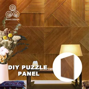 MUMU 3D Art facciata decorativa in legno strutturato intagliato rivestimento scanalato pannello a parete in legno ondulato