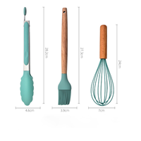 Ensemble d'Ustensiles de Cuisine en Silicone avec Poignées en Bois 12 Pièces Boîte Multicolore Design Minimaliste Moderne Marque Home Design