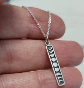 Collana con ciondolo con fasi lunari verticali <span class=keywords><strong>luna</strong></span> <span class=keywords><strong>calante</strong></span> gioielli celesti in acciaio inox lucidato - Product Image 4