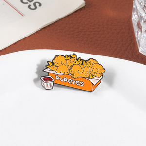 Pin de Solapa de Metal con Diseño de Animal de Dibujos Animados Kawaii, Broche de Esmalte Suave con Diseño de Comida de Dibujos Animados, Perrito, Palomitas de Maíz - Product Image 4