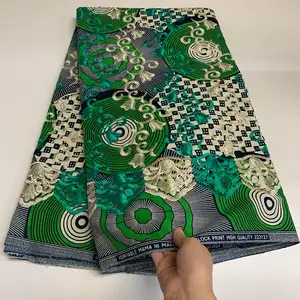 Хорошее качество, роскошная хлопчатобумажная ткань Анкары, Африканский воск с вышивкой, кружевная Ткань 6 ярдов