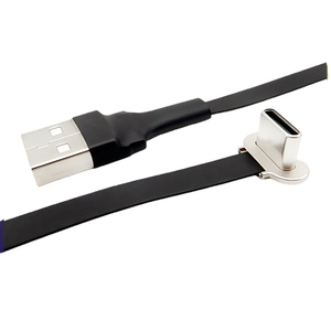 D2308 siêu mỏng phẳng FPC dữ liệu sạc cáp siêu mềm 90 độ góc bên phải Loại-C <span class=keywords><strong>USB</strong></span> Nam PVC Áo khoác cho ngân hàng điện - Product Image 2