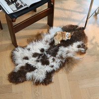 Tapis de prière en peau de mouton mongol, couverture de chevet naturelle, tapis de chambre en laine d'hiver, tapis décoratif pour pieds