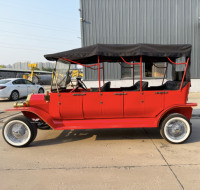 Voiture électrique rétro de tourisme à trois rangées, véhicule de balade panoramique, voiture classique pour événements et mariages