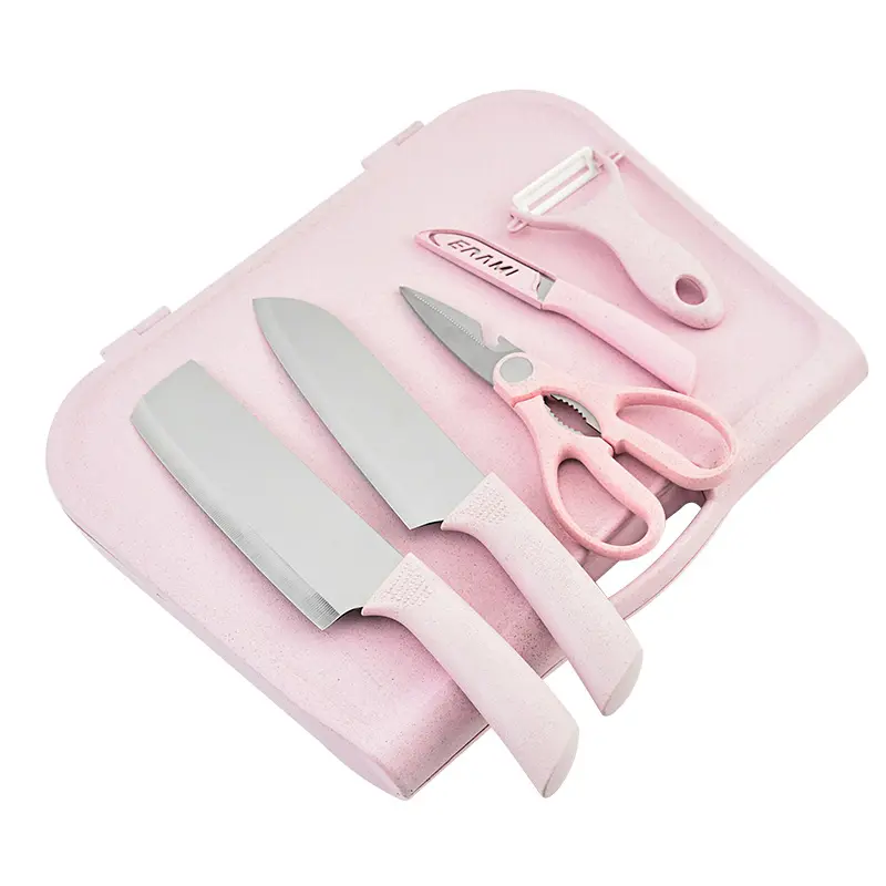 MEIJI Kitchen & table Sharp Set di utensili da cucina in ceramica in acciaio inossidabile con paglia di grano facile da tagliare