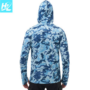 Kaus Hoodie memancing pria UPF 50 +, perlindungan matahari UV, kinerja, kemeja lengan panjang, jaring bersirkulasi, masker wajah cetak - Product Image 3