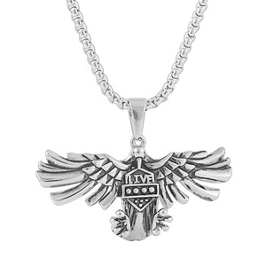 Yunnique – collier avec pendentif aigle en acier inoxydable, couleur argent, design géométrique, pour hommes et femmes, bijoux cadeau, 122035 - Product Image 5