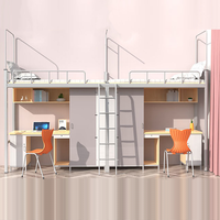 Lit superposé moderne en acier pour 2 personnes, avec bureau et armoire intégrés, idéal pour dortoir/hôtel et chambre à coucher, taille et couleur personnalisables