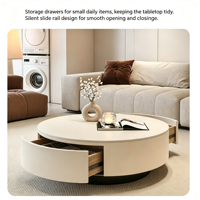 Table basse ronde en dalle de roche blanche, style minimaliste crème, pour salon, prix d'usine