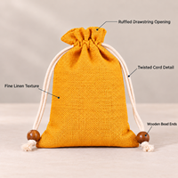 Sacs à cordon en lin personnalisés de haute qualité avec perles en bois, vente en gros, emballages cadeaux pour bijoux, pochettes de rangement, OEM ODM