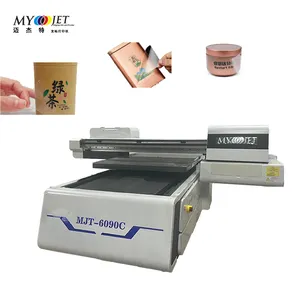 Myjet 6090 pencetak Flatbed UV presisi tinggi cepat dengan kepala i3200 CMYK pencetak kartu kerja pernis putih