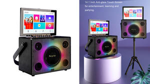 Altavoz de Karaoke portátil de entretenimiento con 2 micrófonos inalámbricos Mini altavoz de Karaoke Máquina DE REPRODUCTOR DE Karaoke de 14,1 pulgadas - Product Image 4