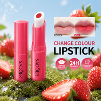 Baume à lèvres changeant de couleur SADOER à la fraise 2,5g, rouge à lèvres hydratant réactif à la température, OEM Marque Privée Faible MOQ