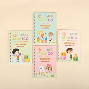 Lot de 4 cahiers de calligraphie magiques réutilisables pour enfants d'âge préscolaire, en spirale, pour l'apprentissage de l'écriture en portugais - Vente Flash - Product Image 5